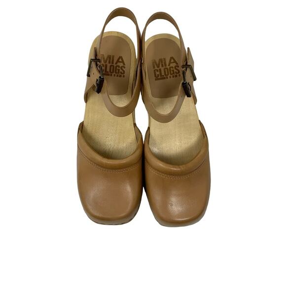 MIA Kaolin Nude Leather Closed Toe Slingback Clogs Size 11 NEW - Picture 2 of 8